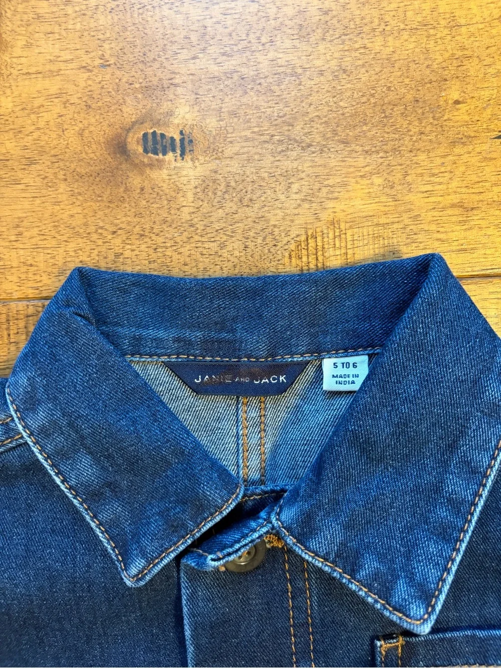 Janie And Jack Denim Chore Jacket Boys Sz 5-6 YO 100% Cotton Dark Wash Fall Coat